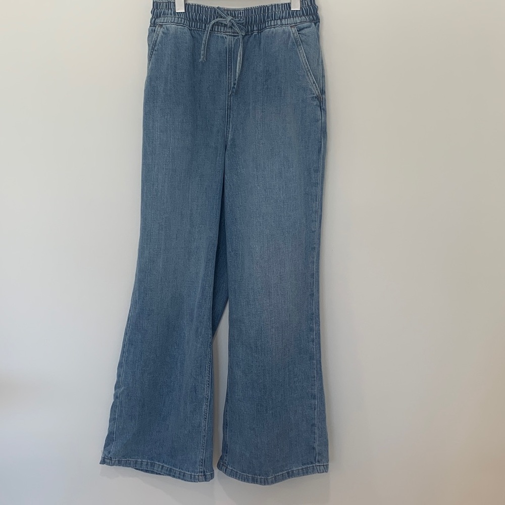 GOOD AMERICAN Tie Waist Wide Leg Jeans